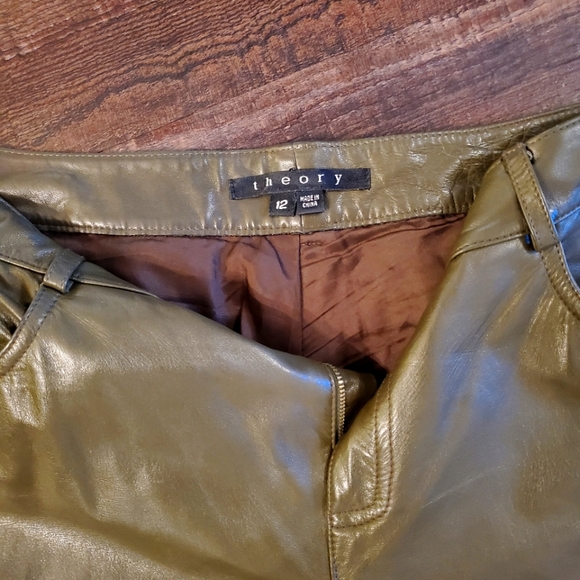 THEORY LEATHER FLARED LEG PANTS (brand Theory) - Picture 3 of 4